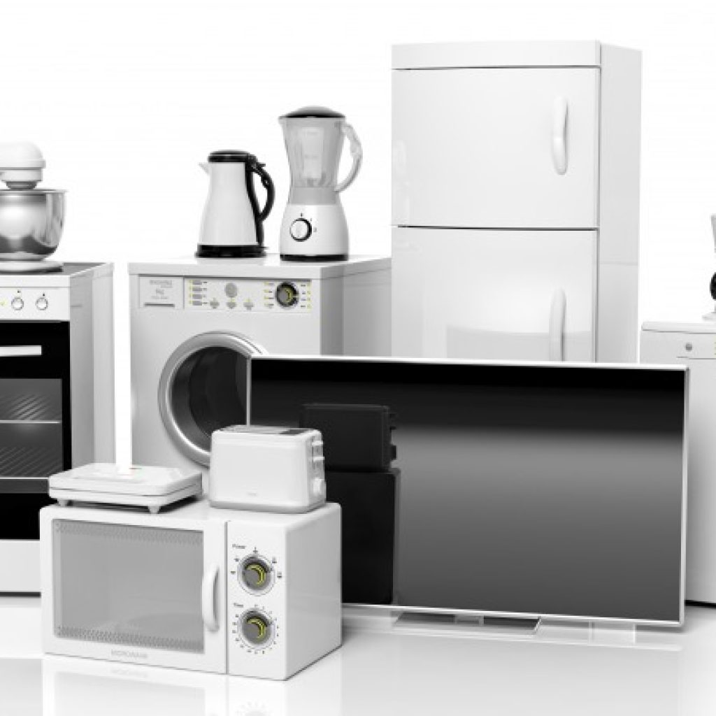 Group of home appliances isolated on white background All Area Appliance